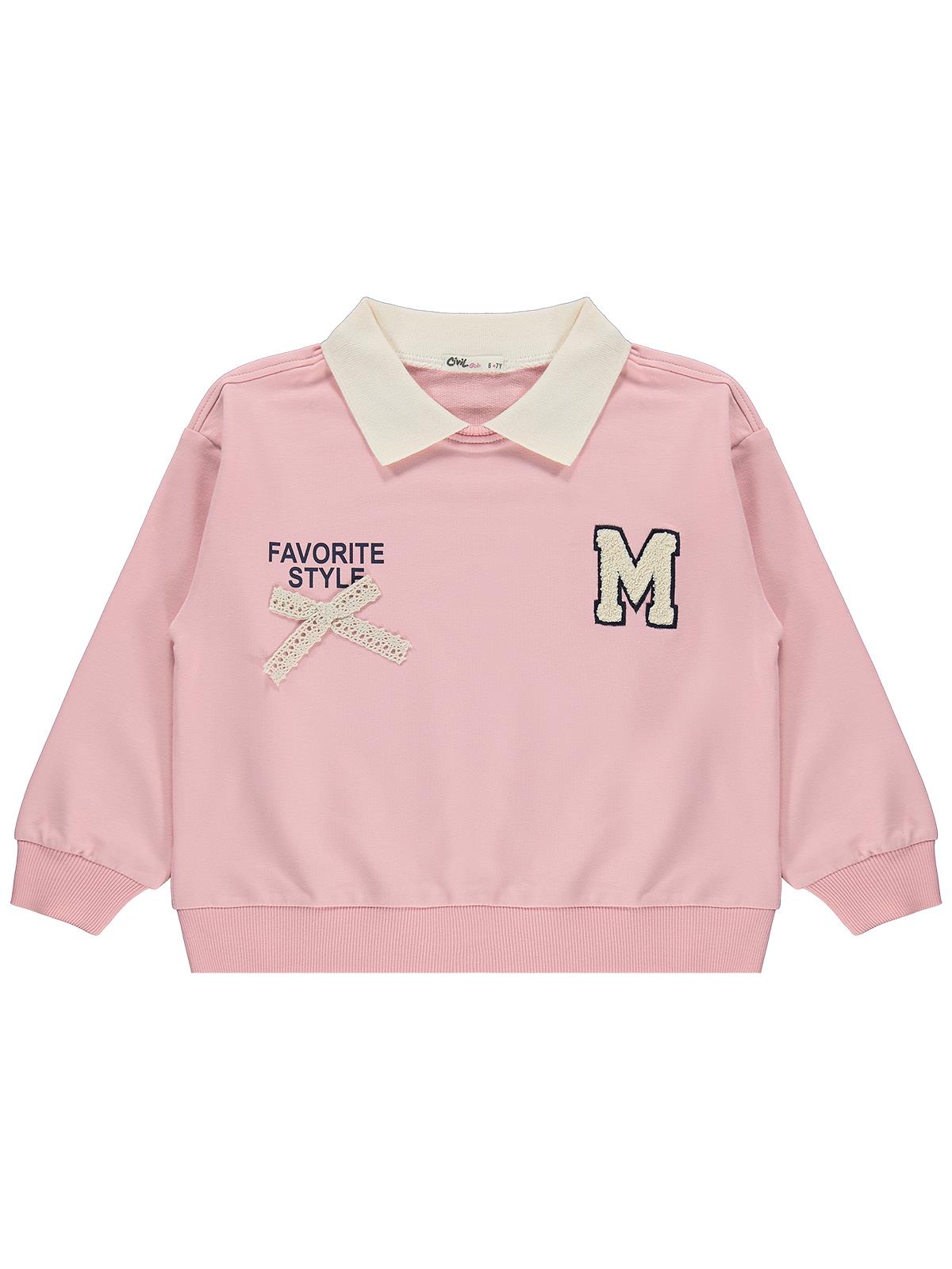 Civil Girls Polo Yaka 6-9 Yaş Sweatshirt - Pudra