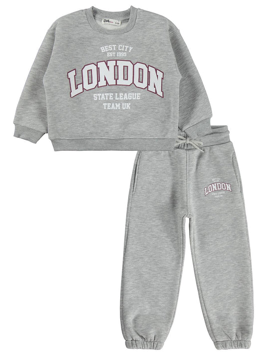 Civil Girls London Baskılı 2-5 Yaş Eşofman Takımı - Gri