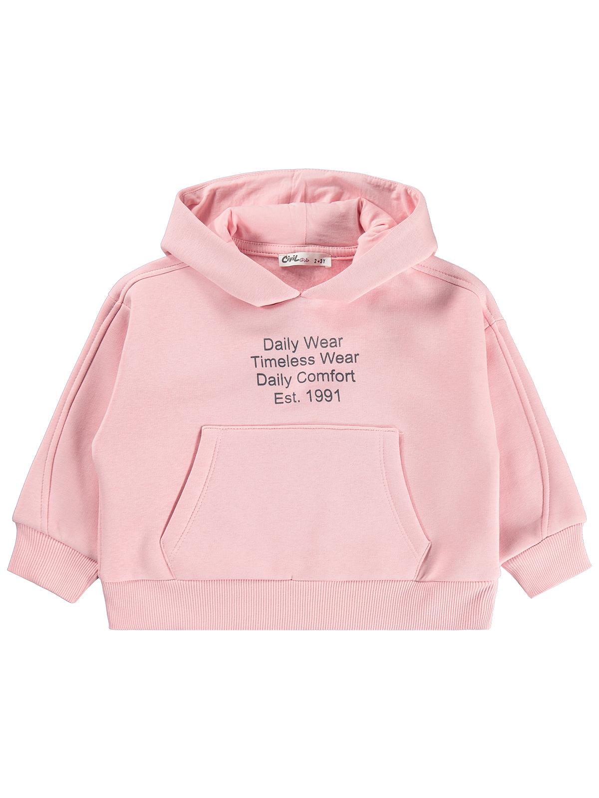 Civil Girls Daily Wear Baskılı 2-5 Yaş Sweatshirt - Pudra