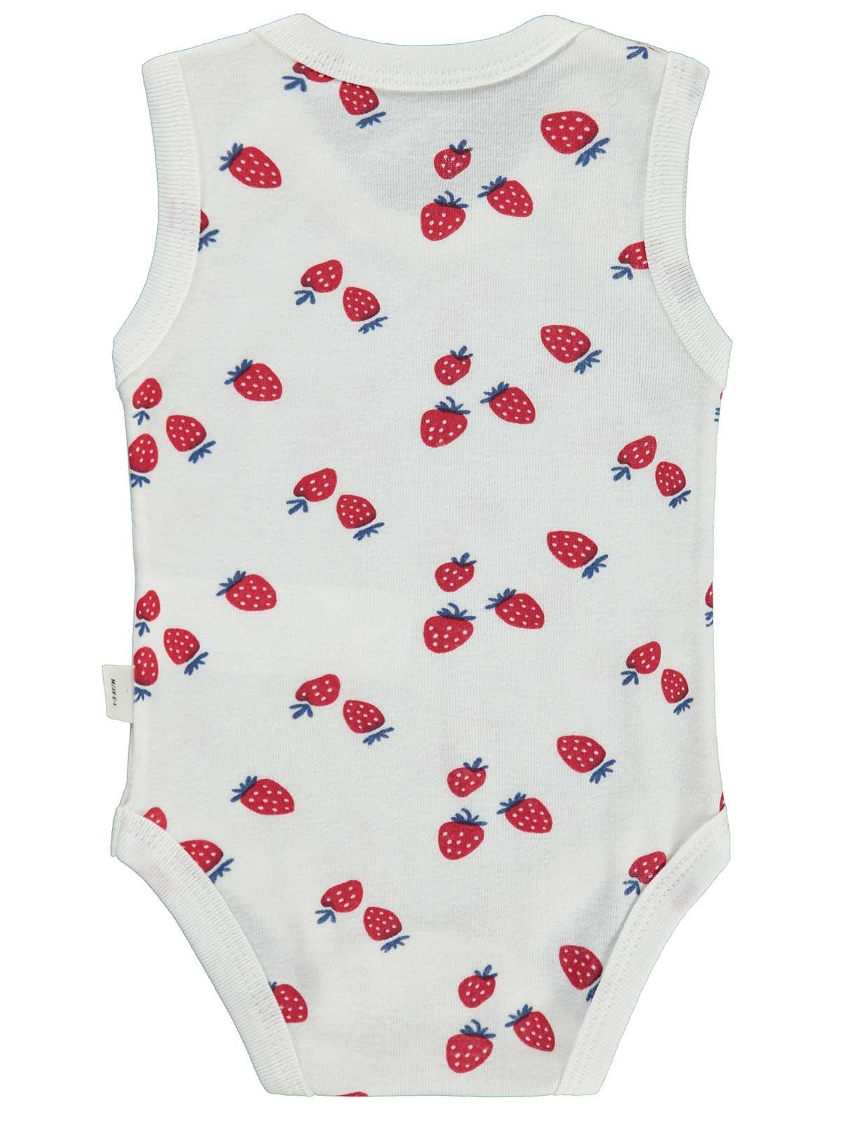 Civil Baby Çilekler Empirme 1-36 Ay Çıtçıtlı Badi - Ekru