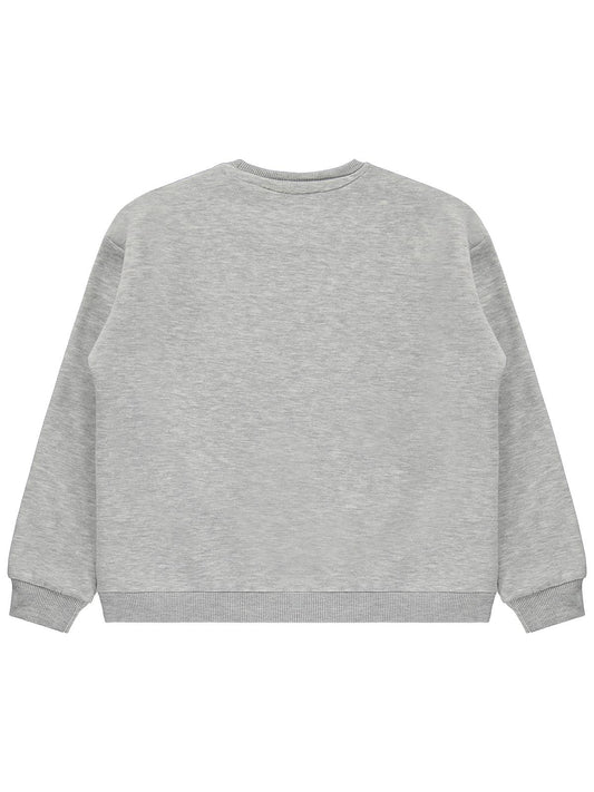 Kuromi Sweatshirt | 3 İp Uzun Kol Bisiklet Yaka Baskılı | Okul Kreş ve Günlük Kullanım - Gri