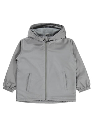 Civil Erkek Çocuk İçi Polarlı Basic Yağmurluk | Mikro Uzun Kol Kapşonlu - Gri