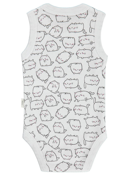 Civil Baby Kedi Empirme 1-36 Ay Çıtçıtlı Badi - Beyaz