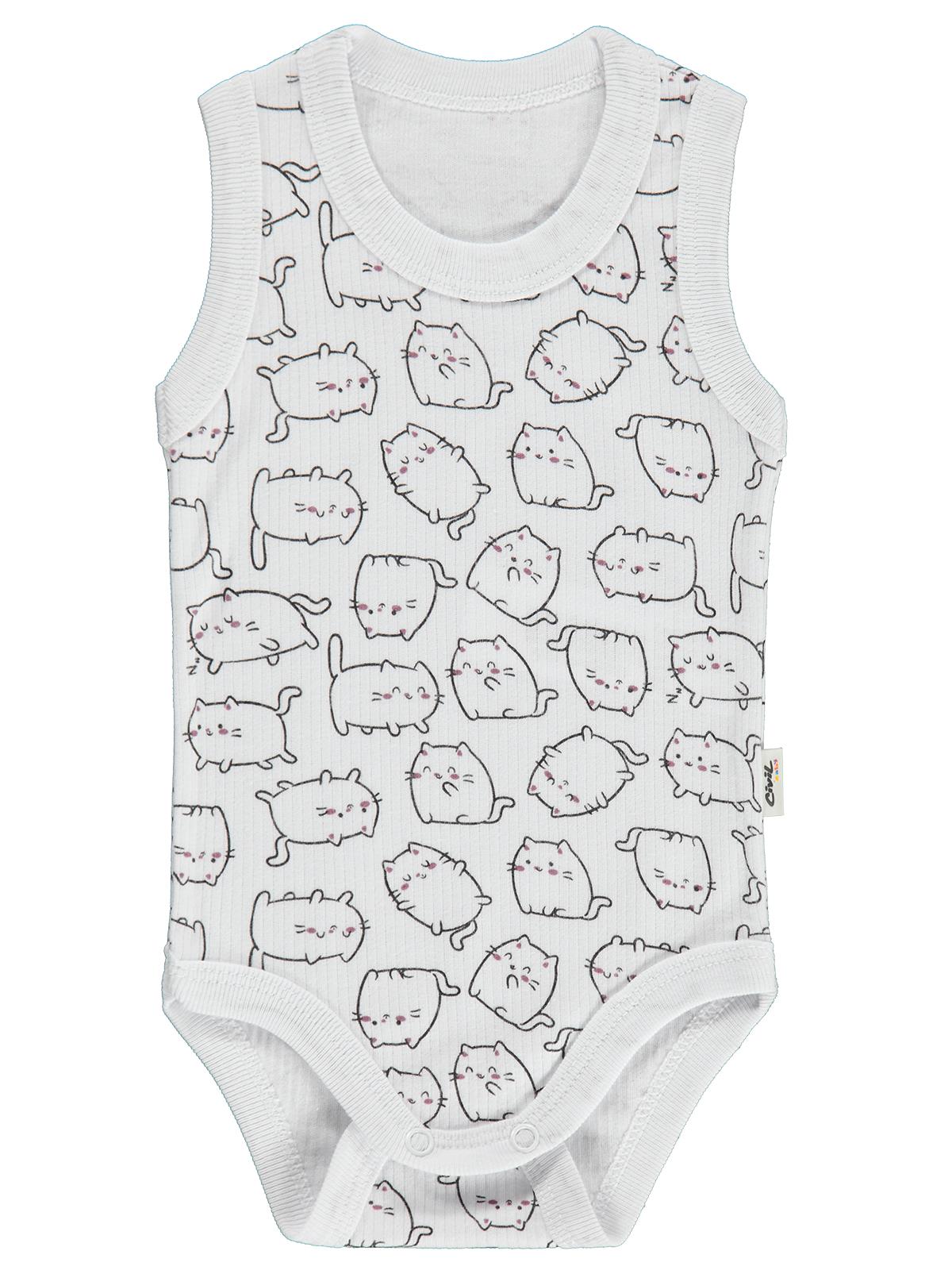 Civil Baby Kedi Empirme 1-36 Ay Çıtçıtlı Badi - Beyaz