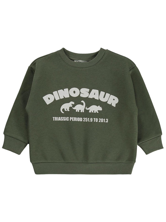 Civil Boys Dınosaur Baskılı 2-5 Yaş Sweatshirt - Haki