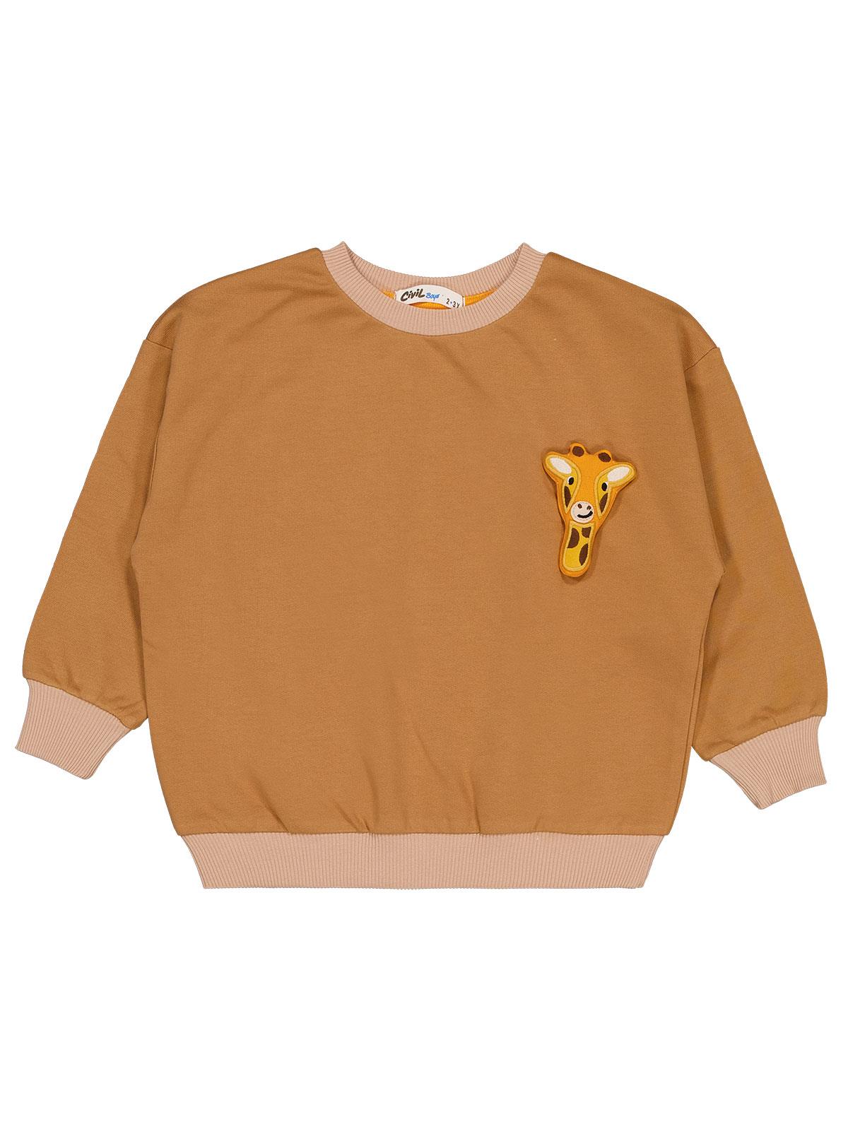 Civil Boys Zürafa Nakışlı 2-5 Yaş Sweatshirt - Kahverengi
