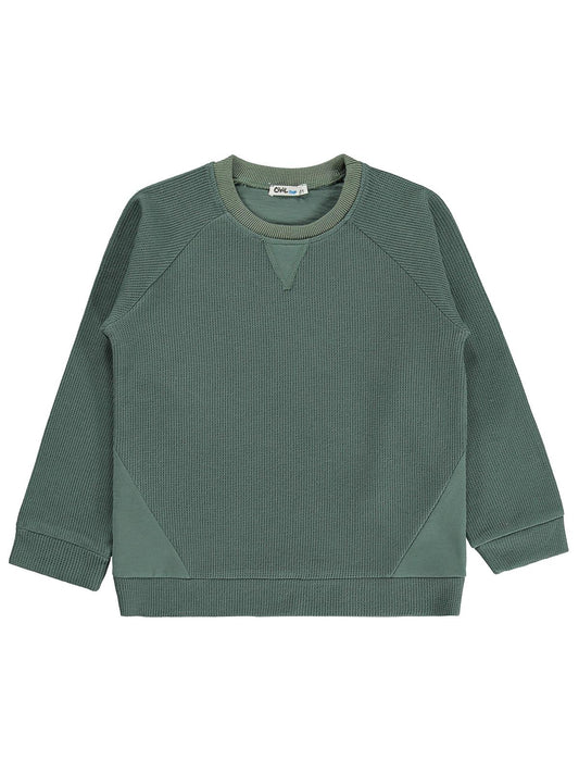 Civil Erkek Çocuk Parçalı Sweatshirt | Selanik Uzun Kol Bisiklet Yaka | Okul Kreş ve Günlük Kullanım - Haki