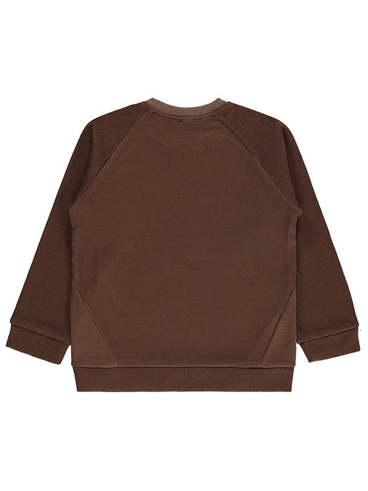 Civil Erkek Çocuk Parçalı Sweatshirt | Selanik Uzun Kol Bisiklet Yaka | Okul Kreş ve Günlük Kullanım - Kahverengi