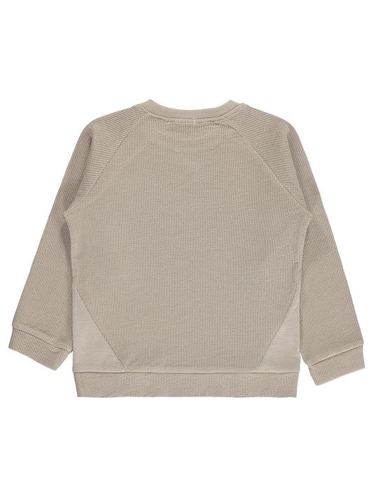 Civil Erkek Çocuk Parçalı Sweatshirt | Selanik Uzun Kol Bisiklet Yaka | Okul Kreş ve Günlük Kullanım - Bej