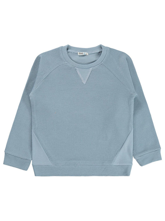 Civil Erkek Çocuk Parçalı Sweatshirt | Selanik Uzun Kol Bisiklet Yaka | Okul Kreş ve Günlük Kullanım - Mavi