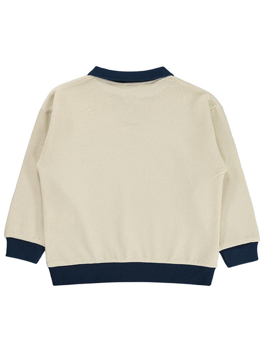 Civil Boys Ayıcık Nakışlı Polo Yaka 6-9 Yaş Sweatshirt - Bej