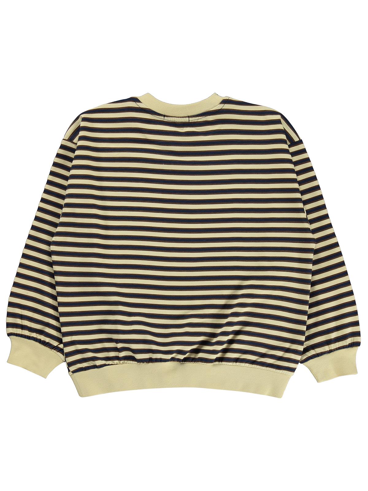 Civil Boys Çizgili Ayı Baskılı 6-9 Yaş Sweatshirt - Bej