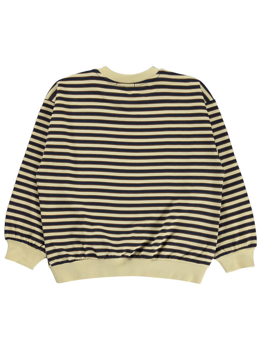 Civil Boys Çizgili Ayı Baskılı 6-9 Yaş Sweatshirt - Bej