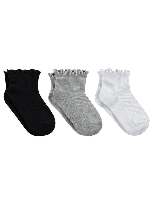 Civil Girls Bambu Basic Overlok 3'lü 3-11 Yaş Kız Çocuk Patik Çorap