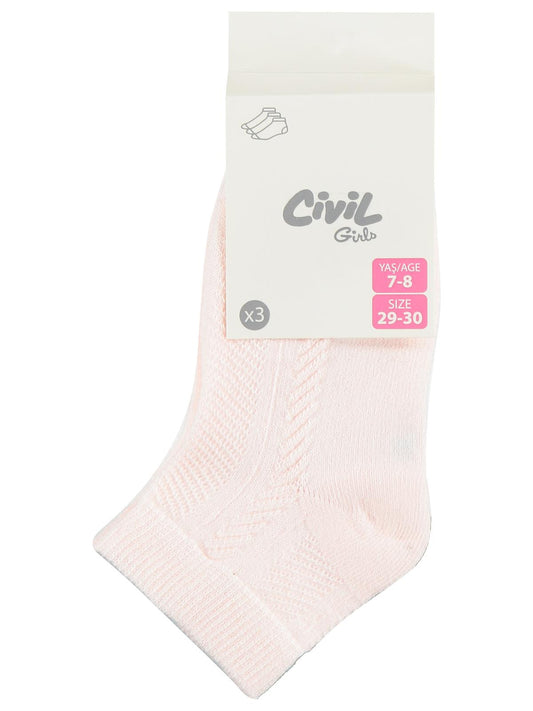 Civil Kız Çocuk Basic Soft 3'lü Kız Çocuk Patik Çorap | Okul Kreş ve Günlük Kullanım