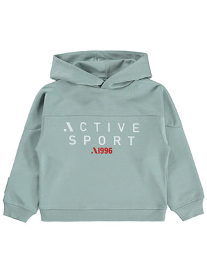 Civil Boys Aktıve Baskıl Kapşonlu 6-9 Yaş Sweatshirt - Yeşil