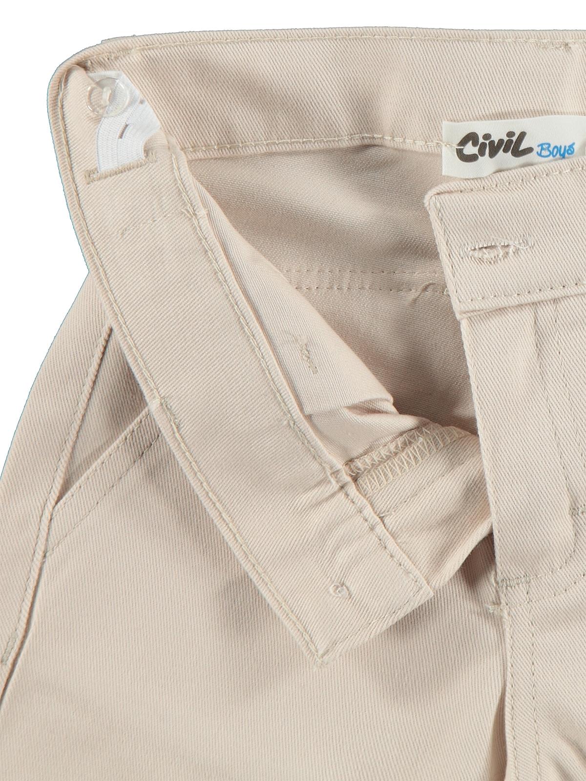 Civil Erkek Çocuk 3 Cepli Chıno Pantolon | Gabardin | Okul Kreş ve Günlük Kullanım - Bej