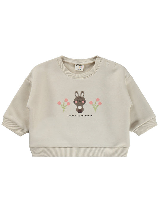 Civil Baby Tavşan Çiçek Baskılı 6-18 Ay Takım - Ekru