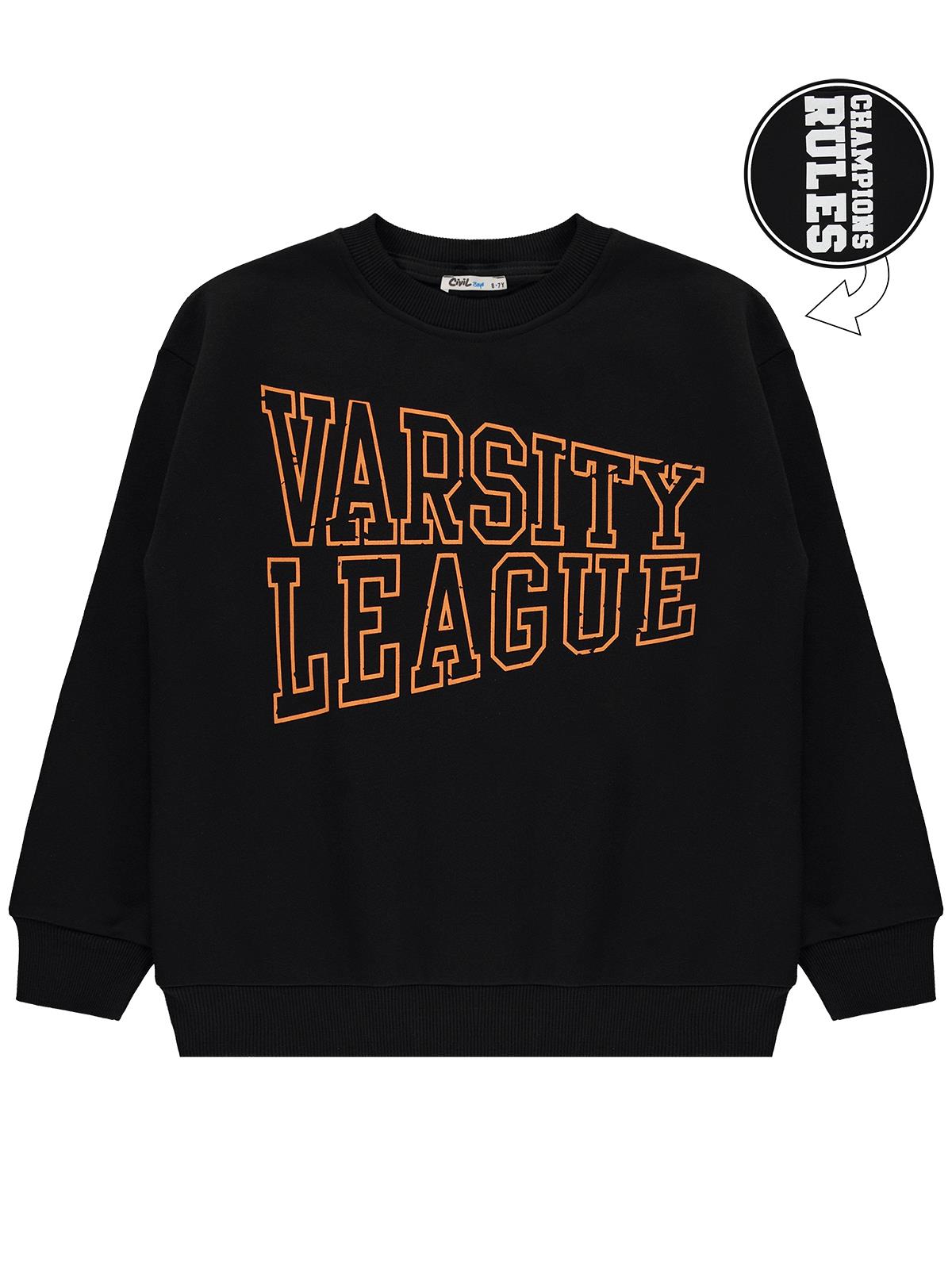 Civil Boys Varsıty League Baskılı 10-13 Yaş Sweatshirt - Siyah