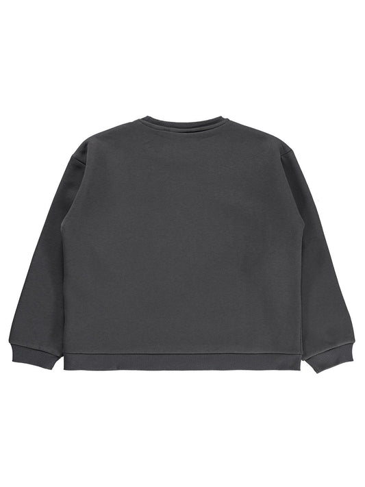 Civil Kız Çocuk Shiny Mood Baskılı Sweatshirt | 3 İp Uzun Kol | Okul Kreş ve Günlük Kullanım - Gri