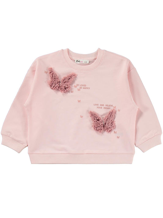 Civil Girls Kelebek Nakışlı 2-5 Yaş Eşofman Takımı - Pembe