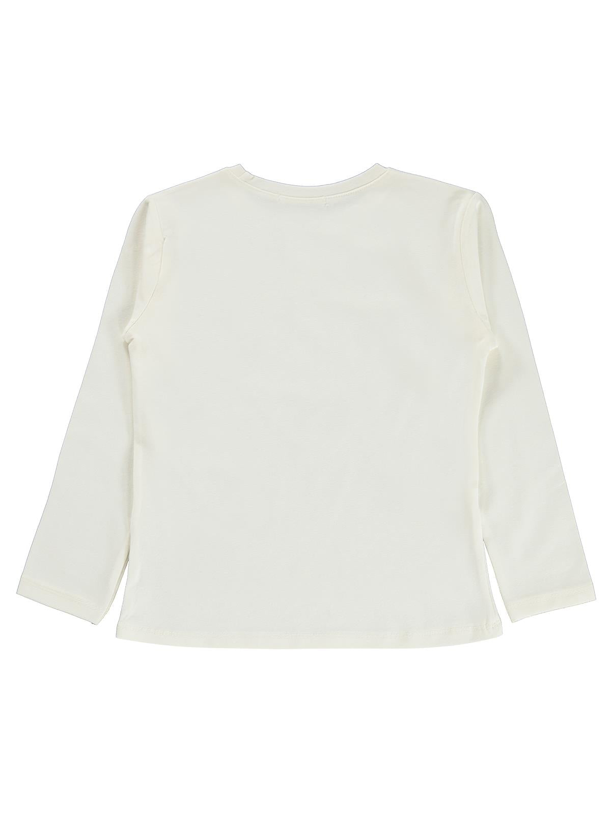 Civil Kız Çocuk Fiyonk Baskılı Sweatshirt | Likralı Süprem Şardonlu | Okul Kreş ve Günlük Kullanım - Ekru