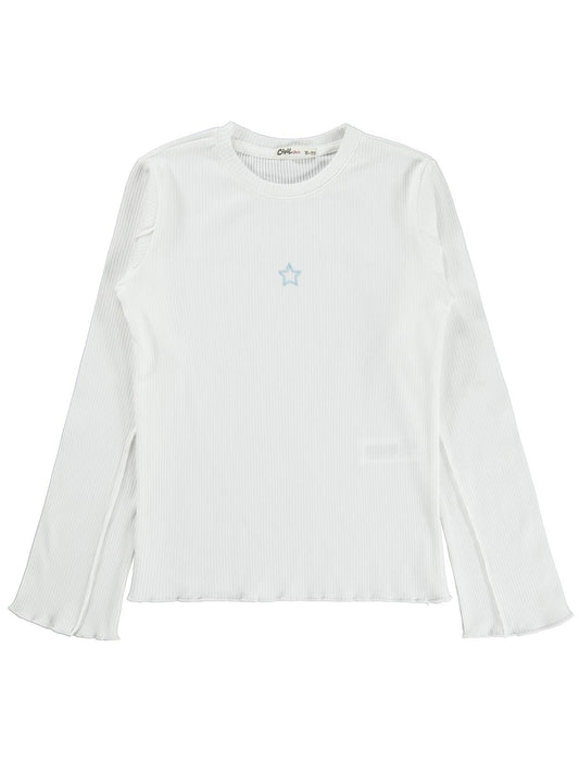 Civil Girls Yıldız Nakışlı 10-13 Yaş Sweatshirt - Ekru