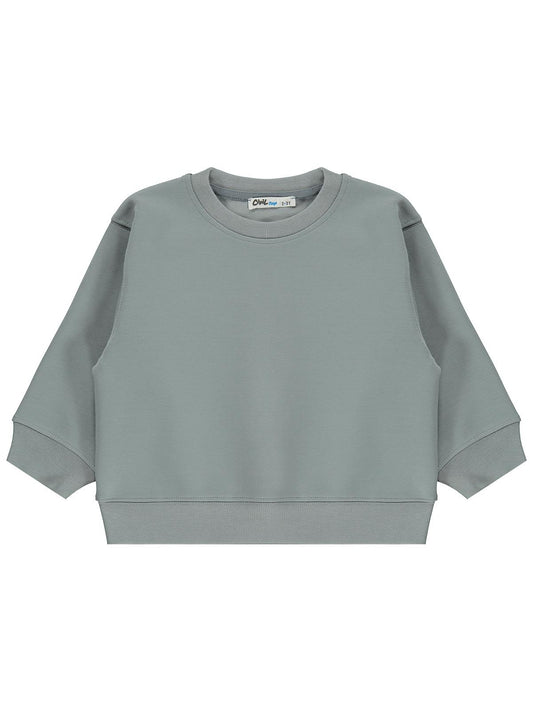 Civil Erkek Çocuk Basic Sweatshirt | Oysho Uzun Kol Bisiklet Yaka | Okul Kreş ve Günlük Kullanım - Gri