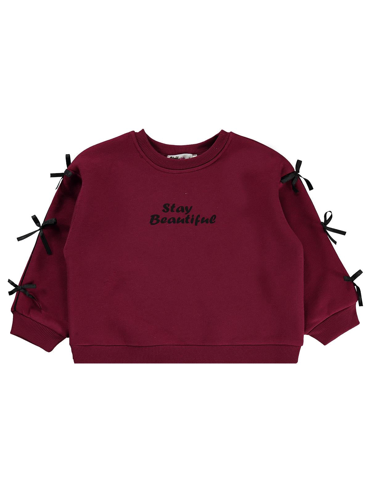 Civil Girls Stay Beautiful Baskılı 2-5 Yaş Sweatshirt - Bordo