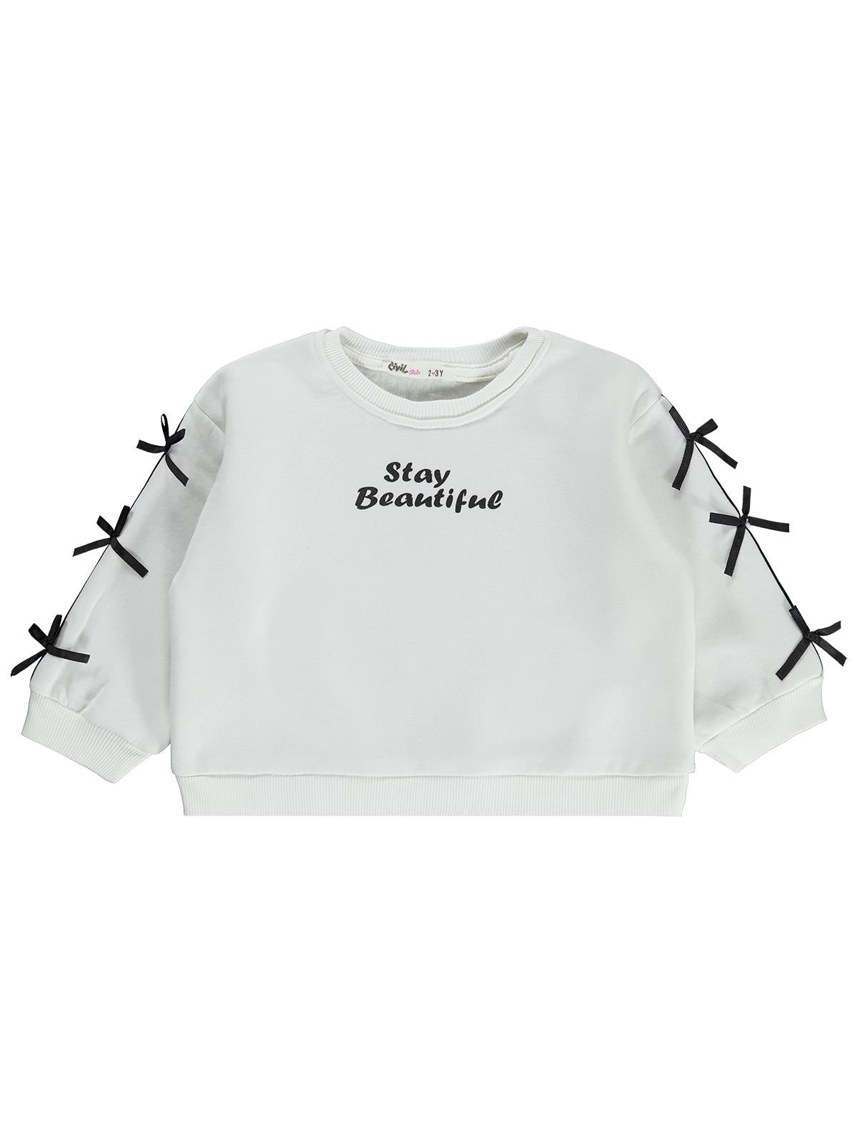 Civil Girls Stay Beautiful Baskılı 2-5 Yaş Sweatshirt - Ekru