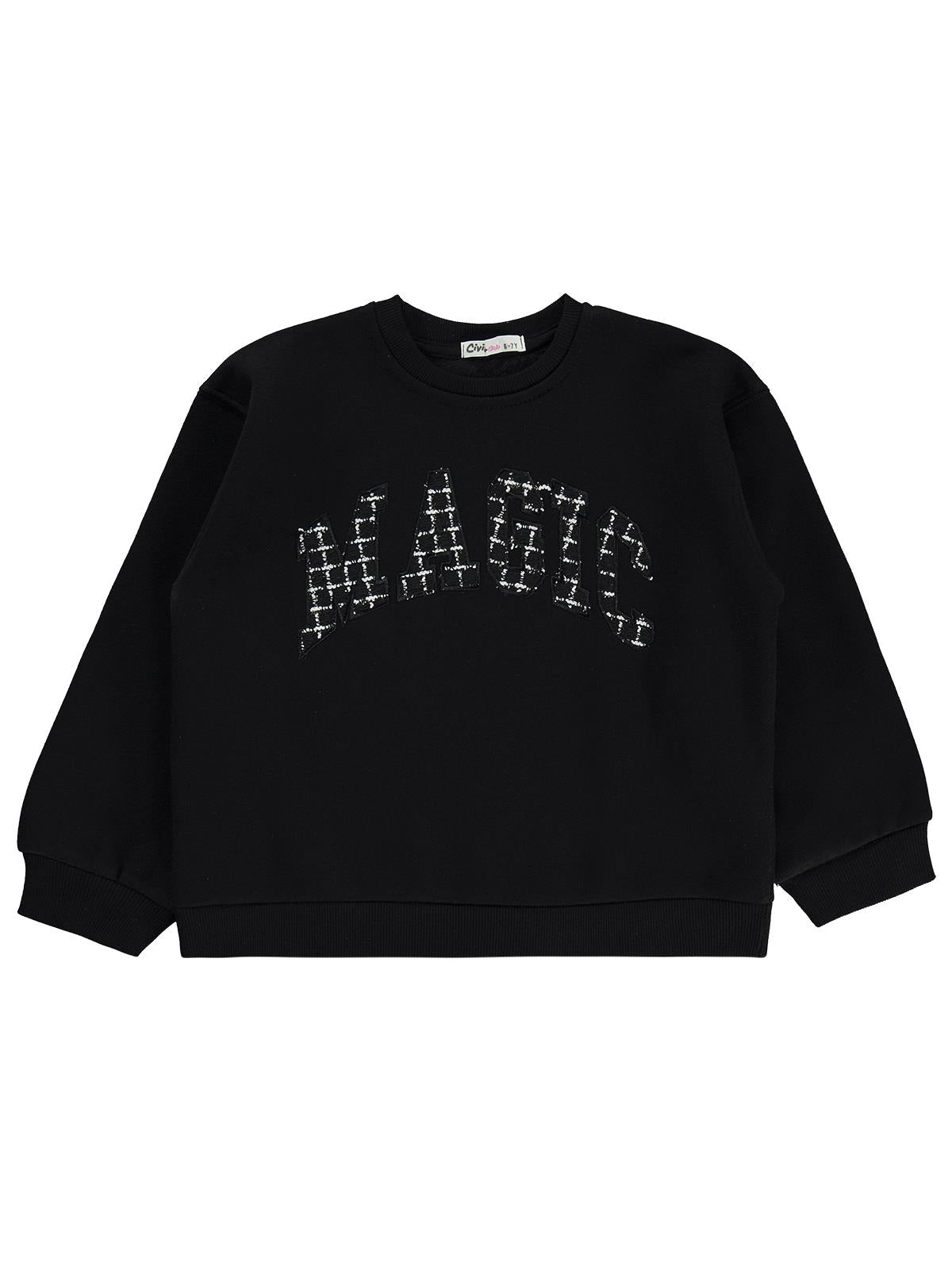 Civil Girls Magic Nakışlı 6-9 Yaş Sweatshirt - Siyah