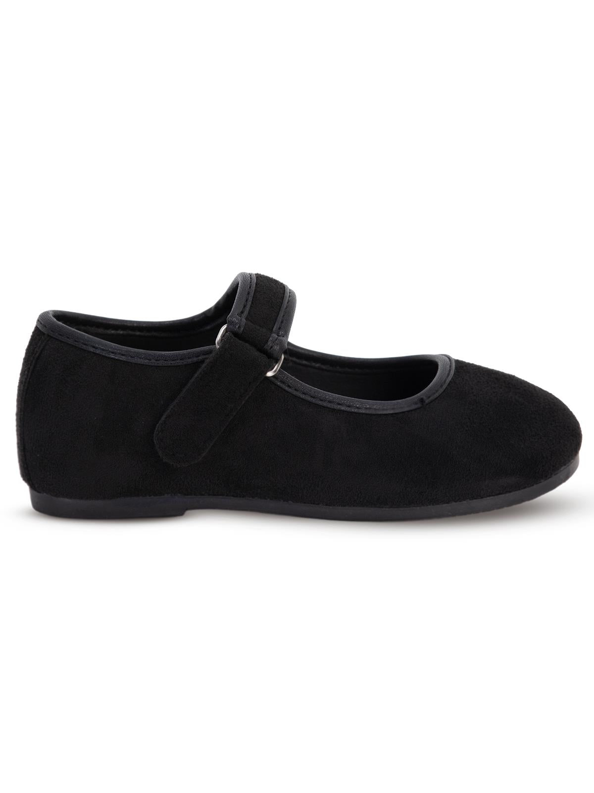 Civil Kız Çocuk Süet Tek Cırtlı Babet | Okul Kreş ve Günlük Kullanım - Siyah