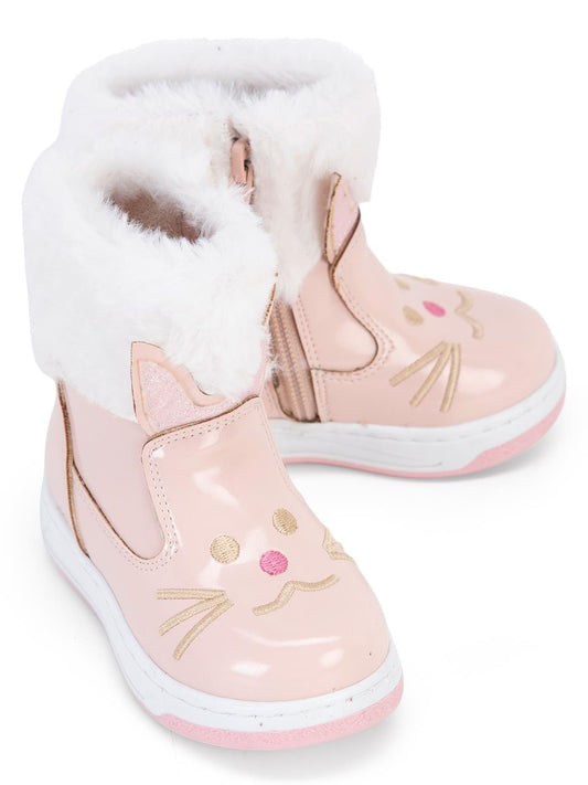 Civil Boots Kedi Nakışlı Rugan 21- Bot ve Çizme - Pembe
