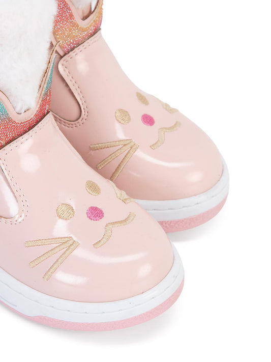 Civil Boots Kedi Nakışlı Rugan 26- Bot - Pembe