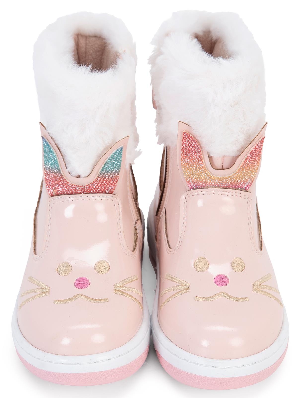 Civil Boots Kedi Nakışlı Rugan 26- Bot - Pembe