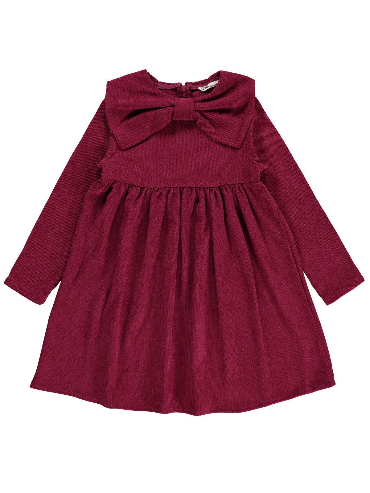 Civil Girls Yakası Fiyonklu 6-9 Yaş Elbise - Bordo