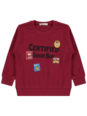 Civil Boys Certıfıed Baskılı 2-5 Yaş Sweatshirt - Bordo