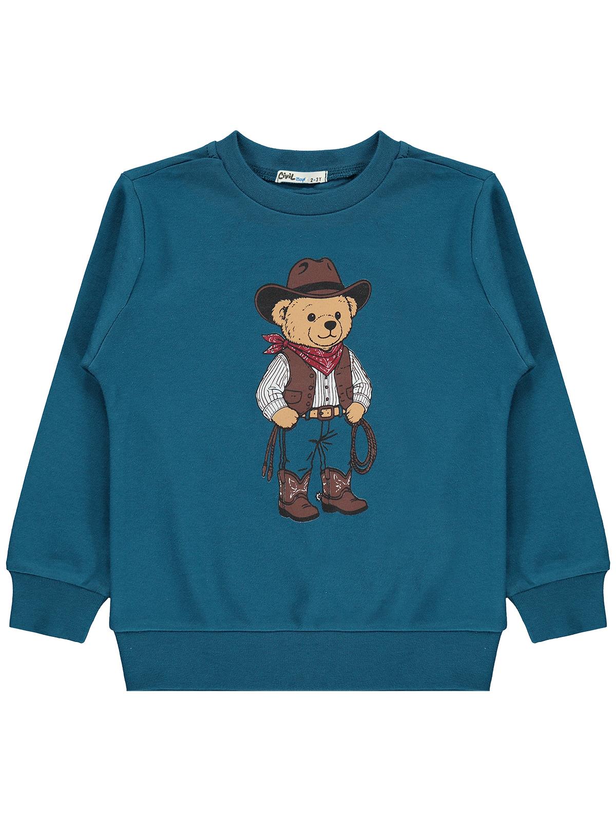 Civil Boys Ayı Baskılı 2-5 Yaş Sweatshirt - Yeşil