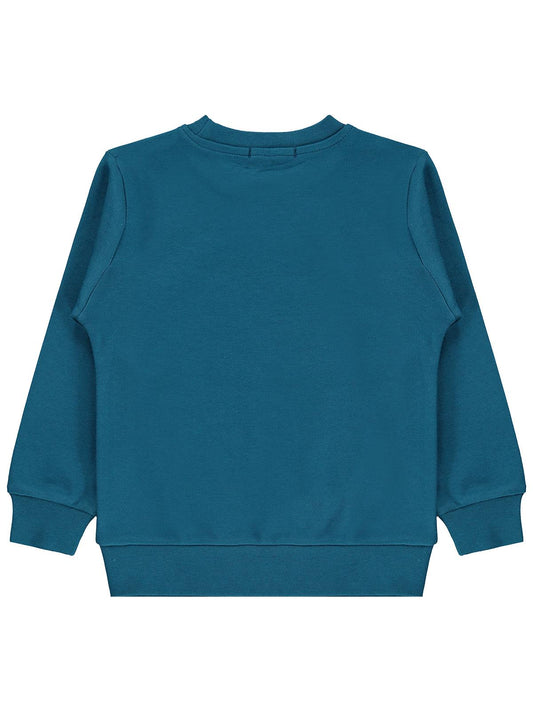 Civil Erkek Çocuk Kepçe Baskılı Sweatshirt Km | İnterlok Uzun Kol | Okul Kreş ve Günlük Kullanım - Yeşil