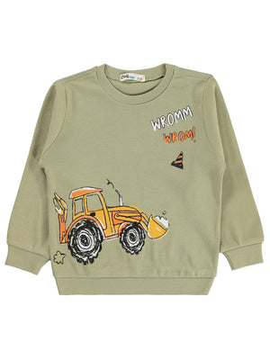 Civil Boys Kepçe Baskılı 2-5 Yaş Sweatshirt - Haki