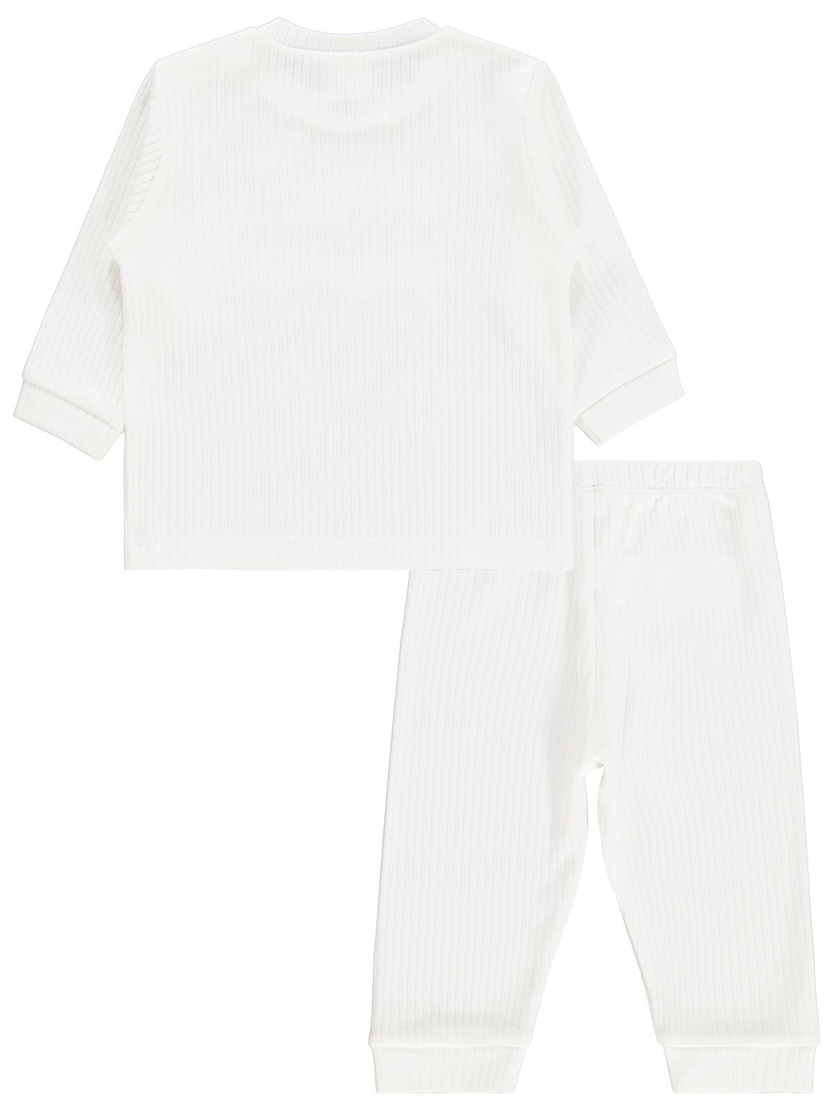 Civil Baby Gülen Yüz Baskılı 6-18 Ay Pijama Takımı - Ekru
