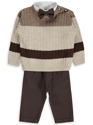 Civil Baby Çizgili 6-18 Ay Takım - Bej