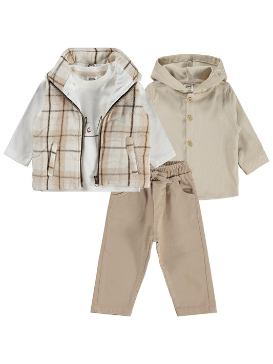 Civil Baby Yelekli 6-18 Ay Takım - Bej