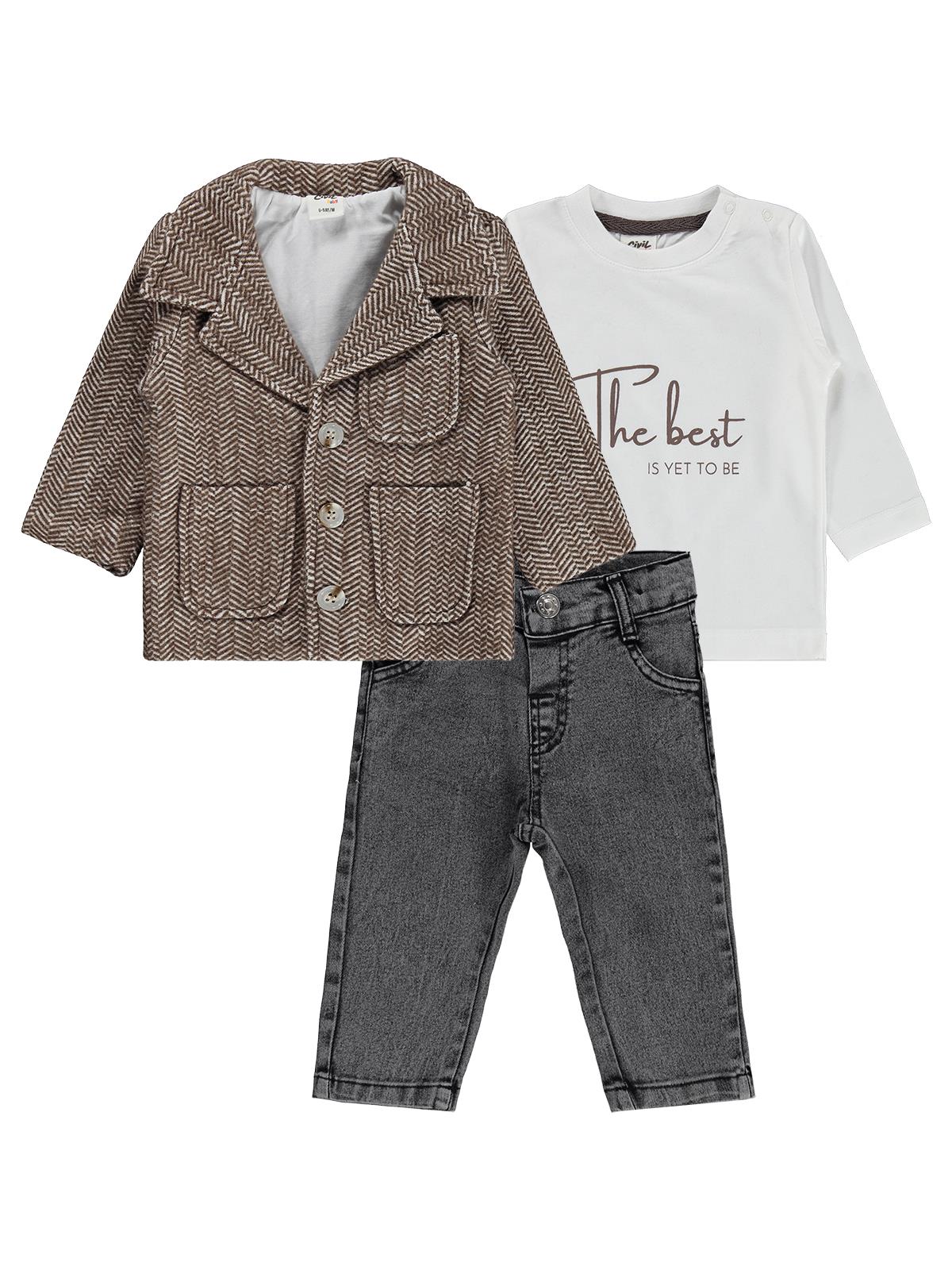 Civil Baby Kaşeli 6-18 Ay Takım - Kahverengi