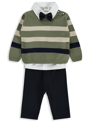 Civil Baby Çizgili 6-18 Ay Takım - Haki