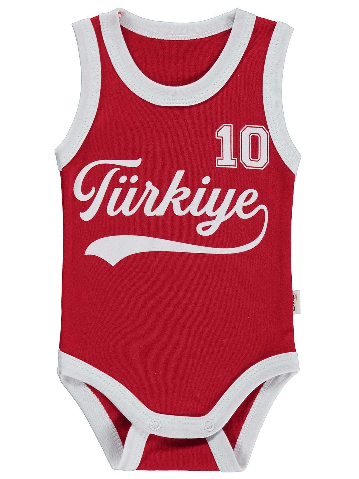 Civil Baby Türkiye Baskılı 0-3 Yaş Çıtçıtlı Badi - Kırmızı