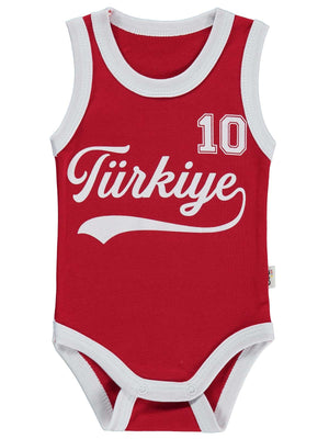Civil Baby Türkiye Baskılı 0-3 Yaş Çıtçıtlı Badi - Kırmızı
