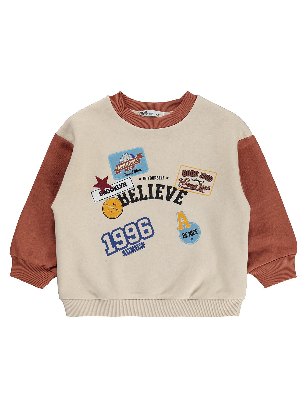 Civil Boys Believe 1996 Baskılı 2-5 Yaş Sweatshirt - Turuncu