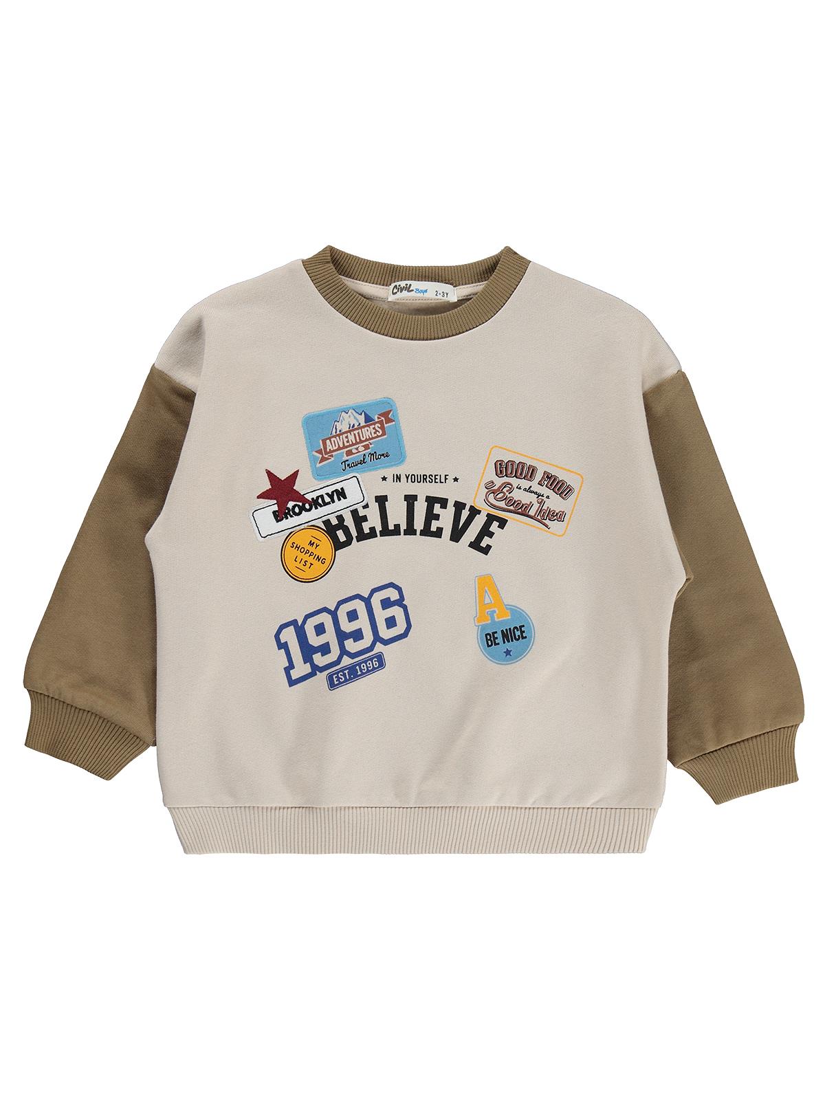 Civil Boys Believe 1996 Baskılı 2-5 Yaş Sweatshirt - Haki