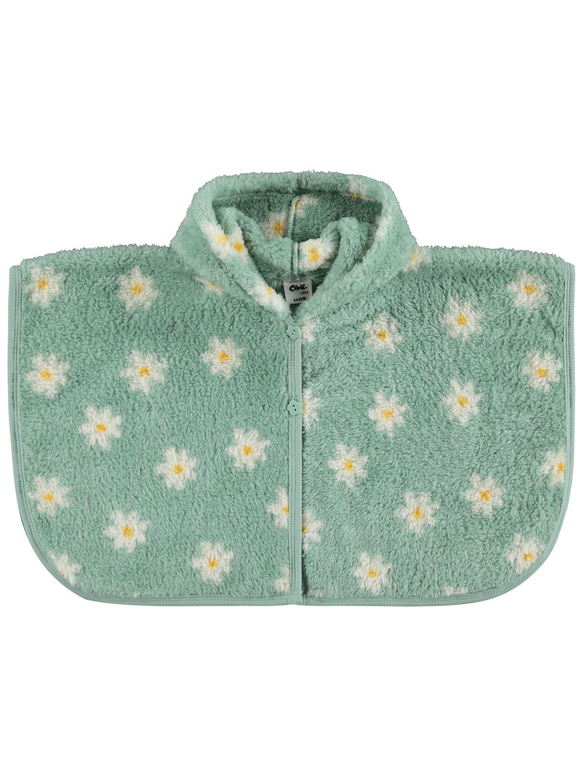 Civil Baby Çiçek Empirme Kapşonlu 6-18 Ay Pelerin - Yeşil